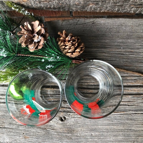 Set of two MCM Christmas drinking glasses mid century modern tumbler water glass - Picture 5 of 11